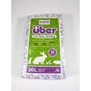 PETSPICK Uber Soft Paper Pet Bedding for Small Animals White/Blue Size 36 L